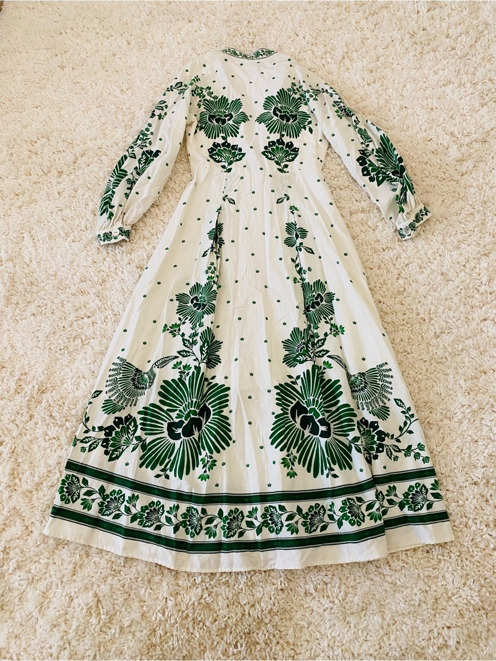 Farm Rio Forest Soul Long Sleeve Green and White Floral Maxi Dress - Picture 6 of 10